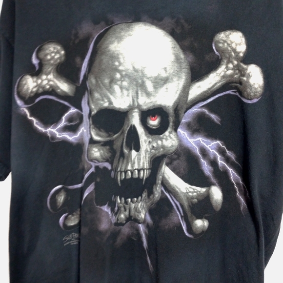 Skul Bone kristopher frisk Skull and crossbones distressed t-shirt xl - Picture 5 of 8